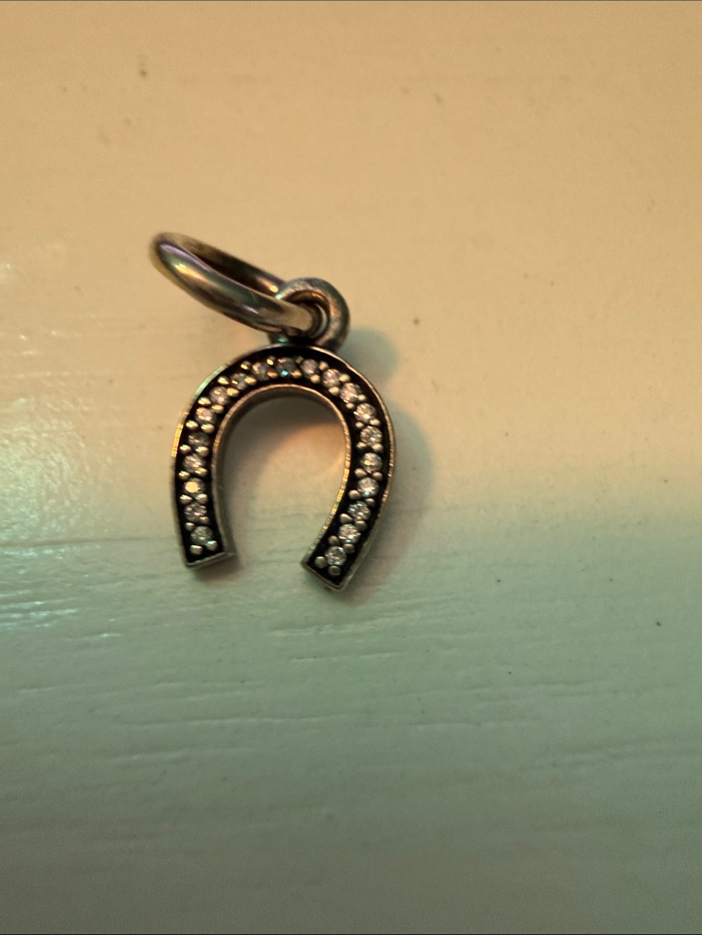 Pandora SilverHorseshoe Charm Pendant with Pavé Crystals - Silver